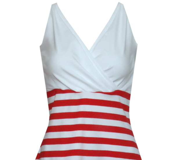 Sommerkleid Vivien rot/ weiß Gr.42